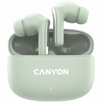 Canyon TWS-9 CNS-TWS9G ausinės – tikrai belaidės – Bluetooth 5.4 – į ausis įdedamos – 6 val. + 30 val. veikimo laikas – USB-C įkrovimo dėklas – jutiklinis valdymas – žalios