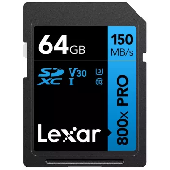 SDXC „flash“ atminties kortelė „Lexar“ 64 GB UHS-I 800xPRO — Class 10, U3, V30, 150 MB/s