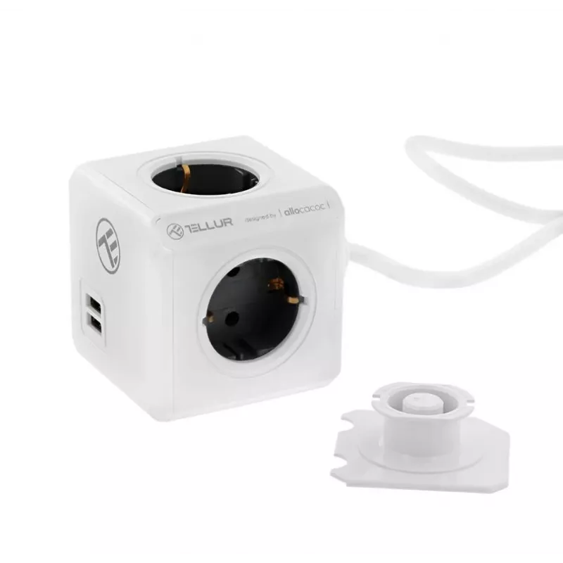 Maitinimo šakotuvas Tellur Power Cube Extended 4 lizdai 2 USB prievadai