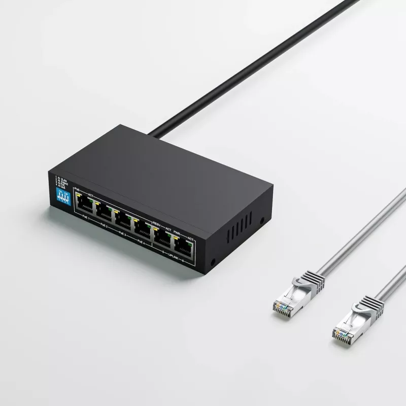 Nevaldomas komutatorius Extralink EUROS V2 4x 100Mb/s PoE/PoE+