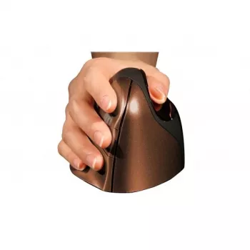 BakkerElkhuizen Evoluent 4 Small Wireless, dešinei rankai, vertikalus dizainas, lazeris, RF belaidis, 2600 DPI, juoda, ruda