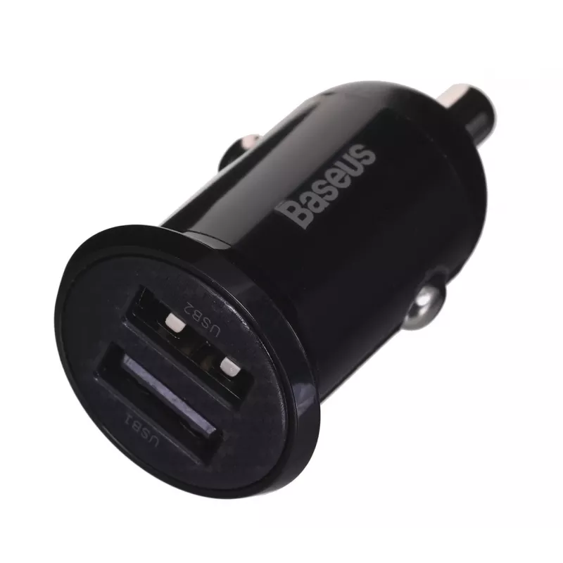 Automobilinis pakrovėjas Baseus Gain Pro Universalus Juodas — 2× USB 2.0, 2,4 A vienam prievadui, įvestis 12–24 V, 5 V išvestis