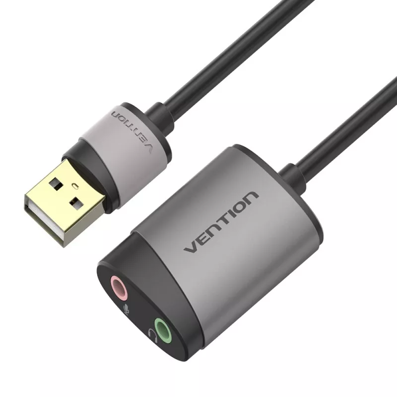 Vention USB išorinė garso plokštė 0,15 m pilka metalinė