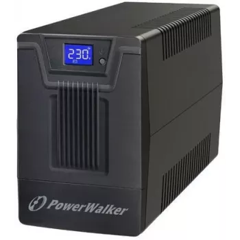Nepertraukiamo maitinimo šaltinis PowerWalker VI 800 SCL FR — Linijinė-interaktyvi UPS 0,8 kVA (480 W), 2 Type E lizdai, USB, RJ-45/RJ-11, 12V 9Ah baterija, bokštas, juoda