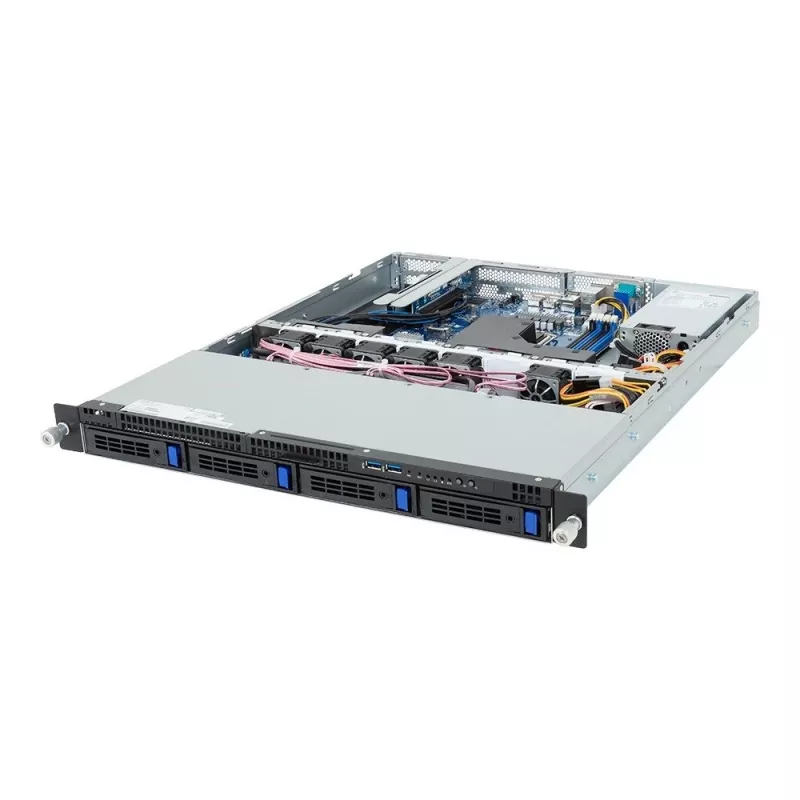 Rack server GIGABYTE R123-X00-AA01 1U — vieno lizdo Intel Xeon Scalable platforma, LGA 1700, DDR5, 4 DIMM, 2,5 colio lizdai x4, 400 W PSU (80 PLUS Gold)