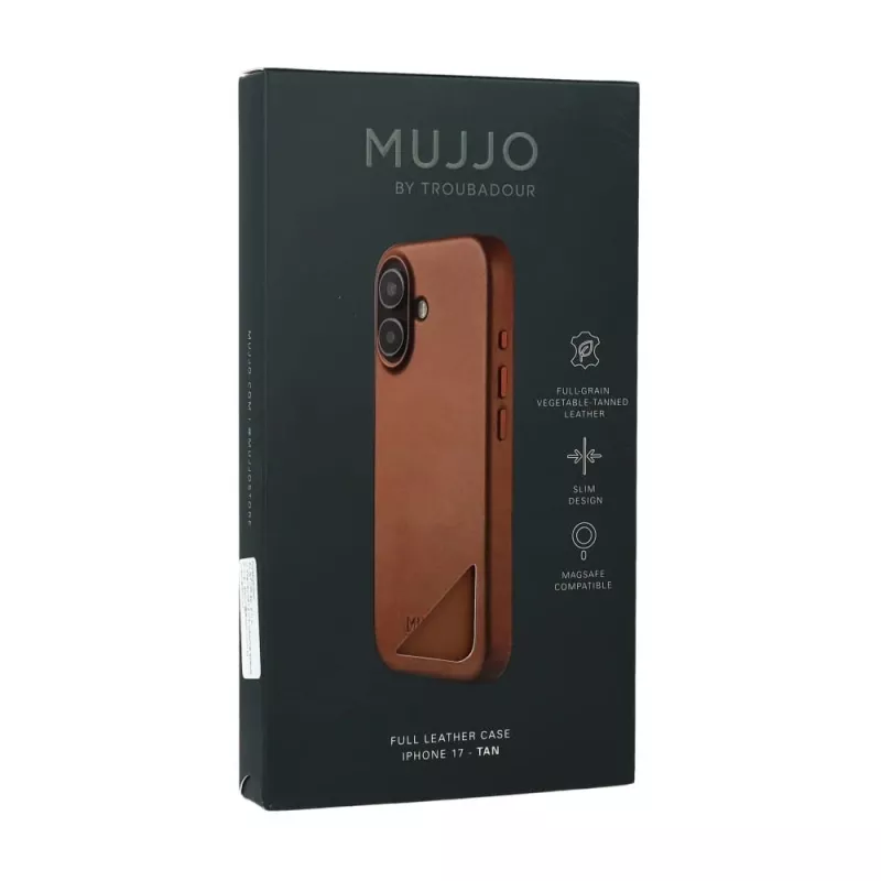 Mujjo Full Leather Case MagSafe dėklas, skirtas iPhone 17, rudas