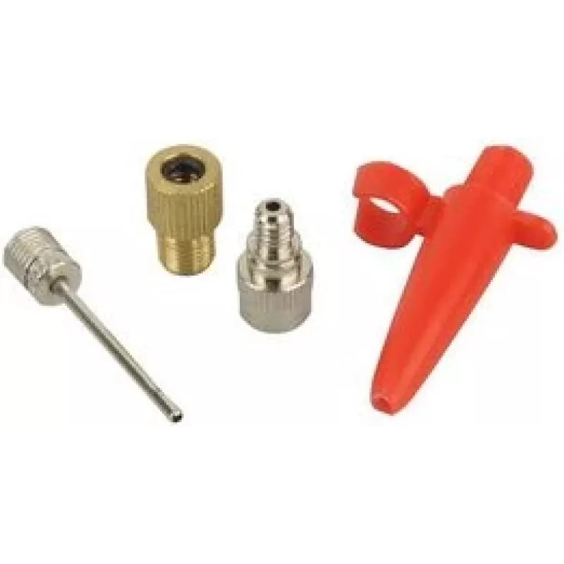 FISCHER Adapter Set 85618 — metal pump adapters (red) for bike and scooter valves