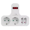 Maitinimo lizdas x4 su jungikliu MACLEAN MCE224 F — 4 krypčių elektros lizdas su atskirais jungikliais