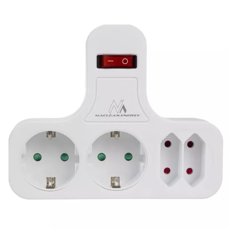 Maitinimo lizdas x4 su jungikliu MACLEAN MCE224 F — 4 krypčių elektros lizdas su atskirais jungikliais
