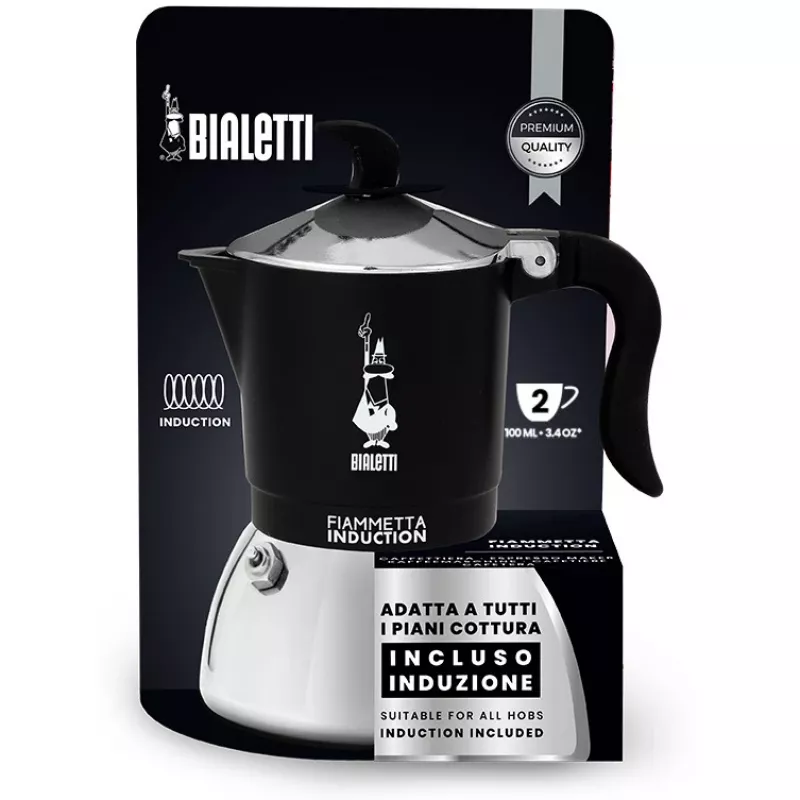 Indukcinė kavos virimo mašinėlė BIALETTI FIAMMETTA 2 puodeliams, juoda