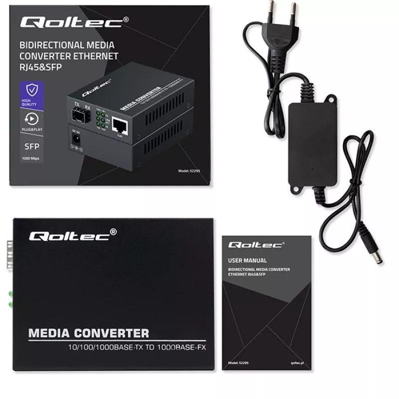 Medijos keitiklis SWITCH Ethernet 1x RJ45 1x SFP