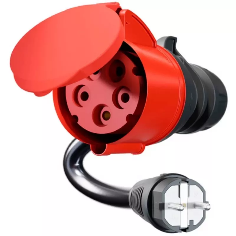 Go-e adapteris, skirtas Gemini flex 22 kW, CEE raudona trifazė srovė 32 A > buitinis lizdas (juodas, 30 cm)