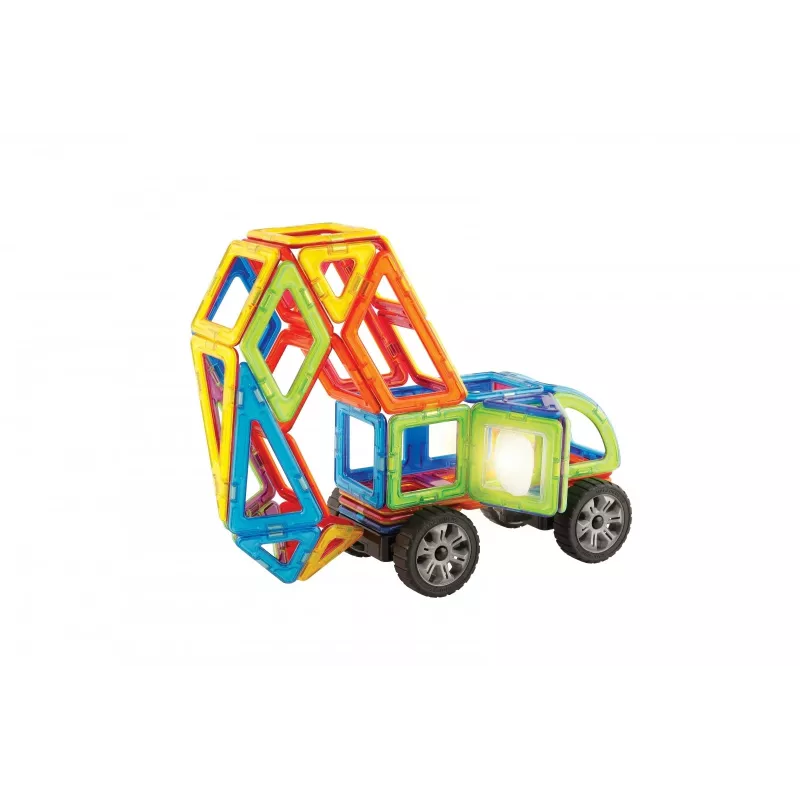 Magnetinis konstravimo rinkinys MAGFORMERS Dynamic Flash 54 vnt. — magnetinės statybinės plytelės su kvadratais ir trikampiais