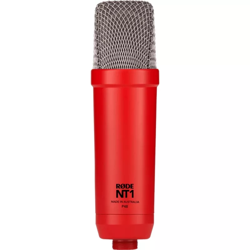 Studijinis kondensatorinis mikrofonas RØDE NT1 Signature Red — kardioidinis, 20–20000 Hz, -32 dB jautrumas, XLR (3 kontaktų), 313 g