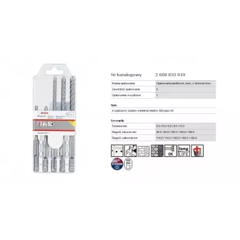 Smūginių grąžtų rinkinys Bosch PRO SDS plus-5X, 5 vnt. (SDS-plus)