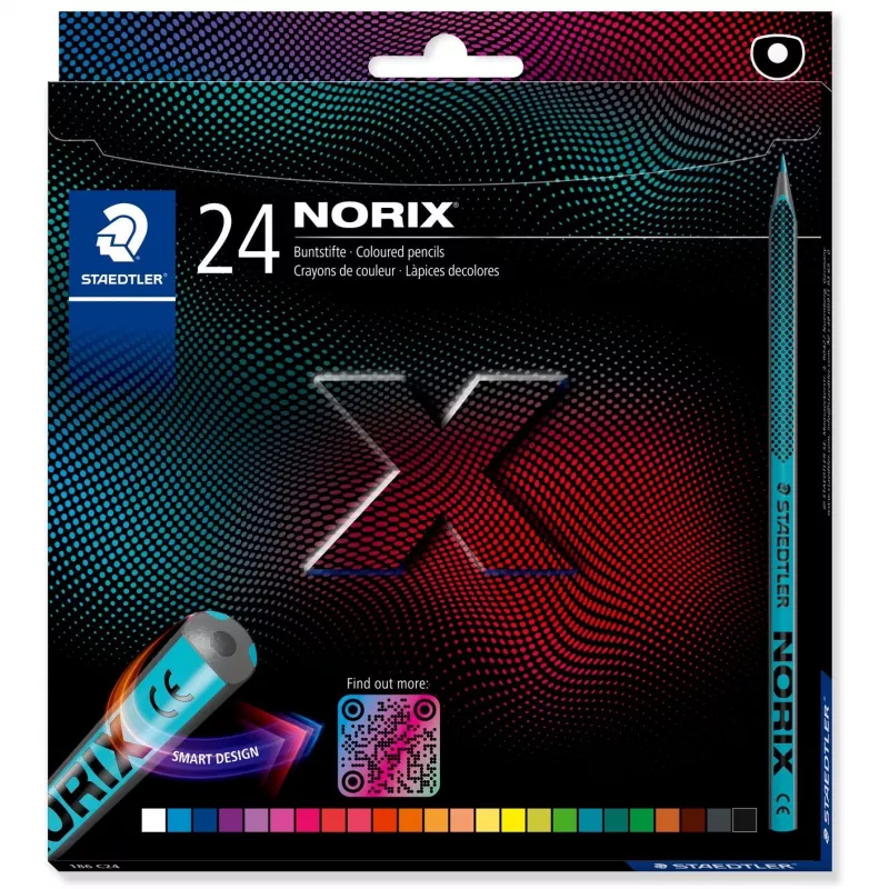 Spalvoti pieštukai Staedtler 186 C24, įvairių spalvų, 24 vnt.
