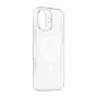 Telefono dėklas Baseus iP16 Transparent TouchButton Magnetic — permatomas apsauginis dėklas su jutikliniu mygtuku ir magnetiniu tvirtinimu