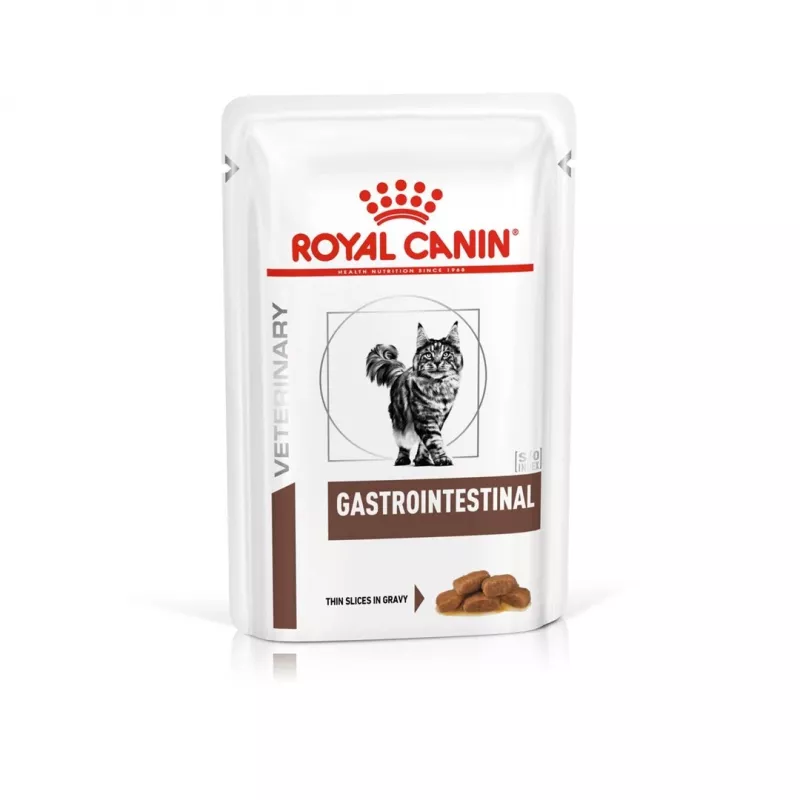 Šlapias kačių maistas Royal Canin Gastrointestinal 85 g paketėlis — mėsa, 12 x 85 g, suaugusios katės, virškinimo problemoms