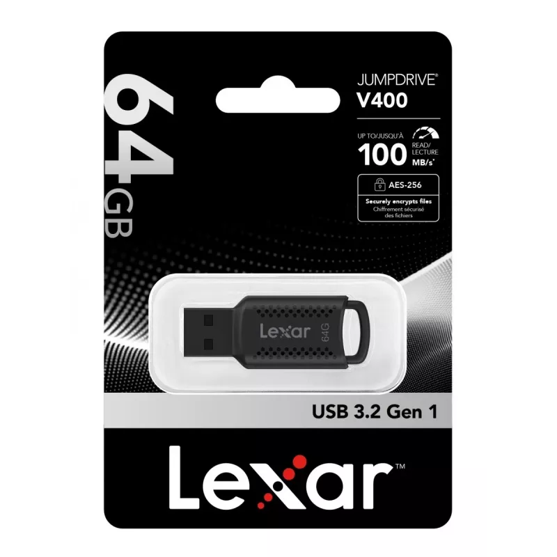 Lexar JumpDrive LJDV400064G-BNBNG USB atmintinė 64 GB USB Type-A 3.2 Gen 1 (3.1 Gen 1) juoda