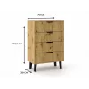 SCANDI 4S plonas ąžuolas ARTISAN komoda