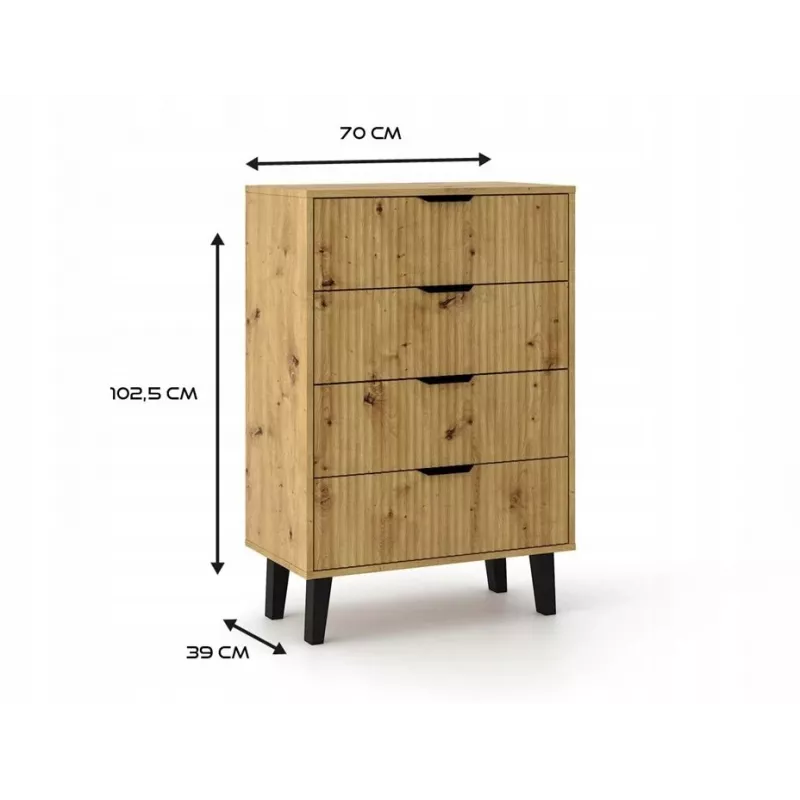 SCANDI 4S plonas ąžuolas ARTISAN komoda