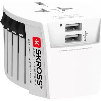 SKROSS MUV USB pasaulio adapteris maitinimo adapteris su 2x USB