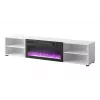 TV spintelė cama meble POLO 180x33x39 cm su elektriniu židiniu 1400–1600 W, laminatas, balta/juoda