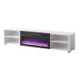 TV spintelė cama meble POLO 180x33x39 cm su elektriniu židiniu 1400–1600 W, laminatas, balta/juoda