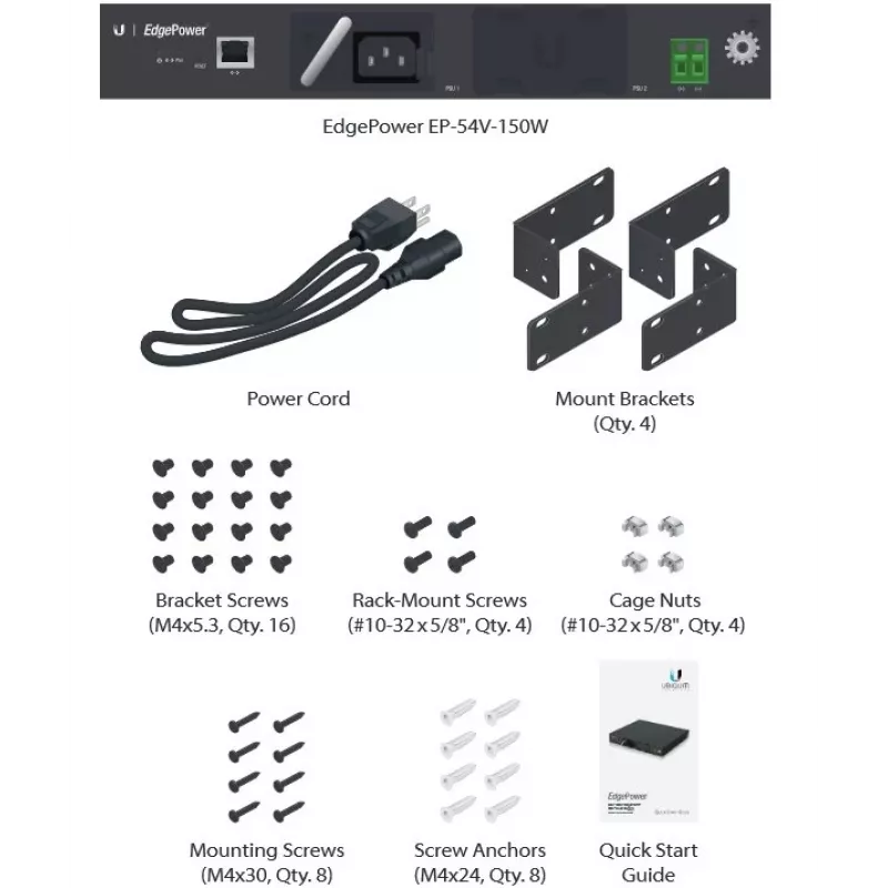 Maitinimo šaltinis UBIQUITI EP-54V-150W 150 W, AC 100–240 V, 50–60 Hz, juodas