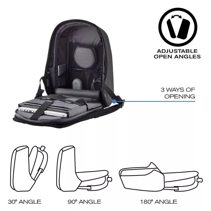 Kuprinė XDDESIGN P705.291 antracitinė — 18 l, nešiojamojo kompiuterio ir planšetės skyriai, užrakinamas pagrindinis slankiklis