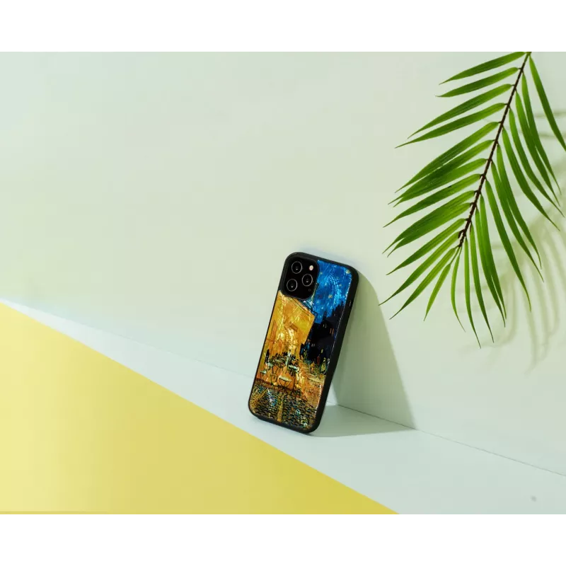 Apsauginis telefono dėklas iKins, skirtas Apple iPhone 12 / 12 Pro — juodas, Café Terrace dizainas