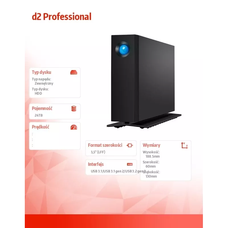 LaCie d2 Professional 24TB USB-C 10Gb/s 3,5 colio išorinis kietasis diskas (STHA24000800)