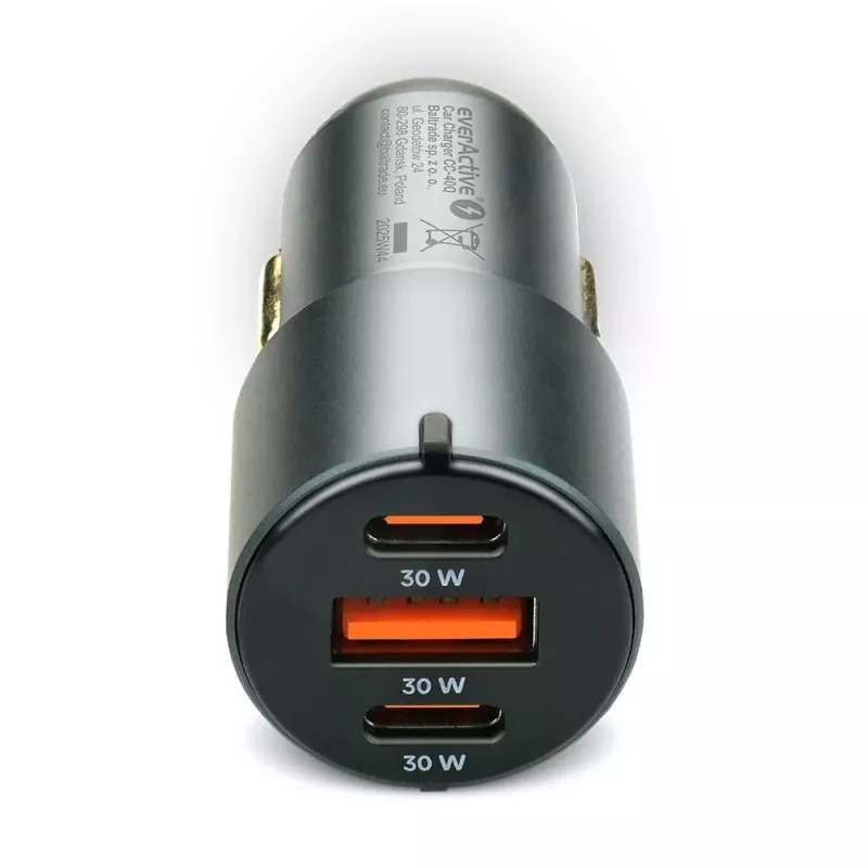 Automobilinis kroviklis everActive CC-40Q QC3.0 60W, USB automobilinis maitinimo adapteris mobiliems įrenginiams krauti