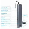 Gembird A-CM-COMBO9-01 USB Type-C 9-in-1 kelių prievadų adapteris (USB šakotuvas + HDMI + VGA + PD + kortelių skaitytuvas + LAN + 3,5 mm garsas), kosminė pilka