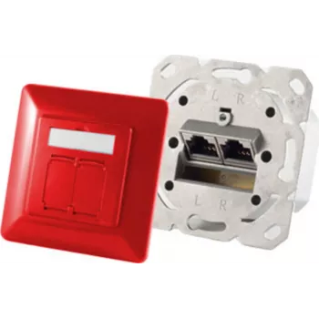 Kištukinis lizdas 2x RJ-45 ShiverPeaks 74280-R Cat6a 500 MHz raudonas metalinis matinis