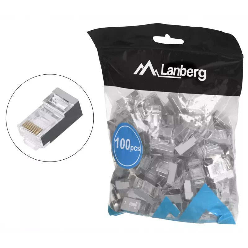 LANBERG RJ-45 laido jungtis PLS-5000EZ, Cat5e, F/UTP (FTP), pilka, 100 vnt.