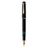 Pelikan M200, juoda, auksinė, integruota pildymo sistema, derva, auksinis, kursyvinis plunksnagalis, auksinis, nerūdijantis plienas