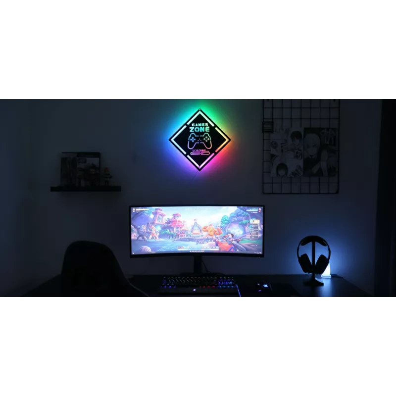 LED neoninis ženklas MANTA MASNL132RGB Style Neon Lights GAMER ZONE, RGB apšviesta sienų puošmena