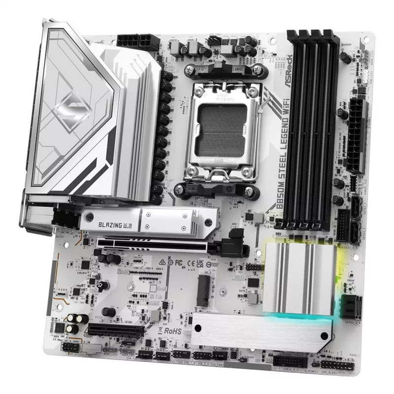 Motininė plokštė ASRock B850M Steel Legend WiFi — AMD B850, Socket AM5, microATX, DDR5, 4 DIMM, Wi‑Fi 7, 2.5Gb LAN