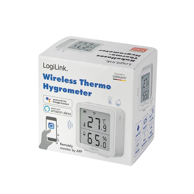 LogiLink SC0116 Higrometras Psichrometras Vidaus Elektroninis Baltas Skaitmeninis