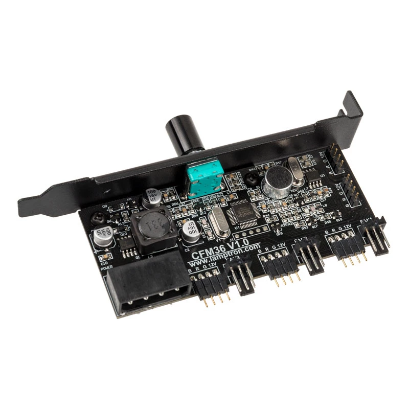 Ventiliatoriaus ir RGB LED valdiklis Lamptron CFM36 PCI lizdui, juodas