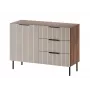 Komoda cama meble ALMERA 104x42x75 cm, riešutmedžio/kašmyro spalvos, 3 stalčiai, medžio drožlių plokštė