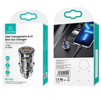 Automobilinis pakrovėjas usams CC164CC01 30W su 1×USB-A ir 1×USB-C greitam įkrovimui