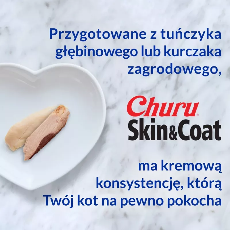 INABA Churu odos ir kailio priežiūros vištienos receptūra – kačių skanėstai – 4x14 g