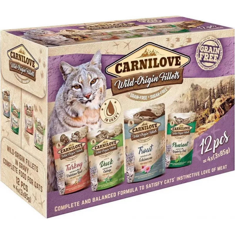 CARNILOVE Cat Wild Origin Fillets - šlapias kačių maistas - 12x85g
