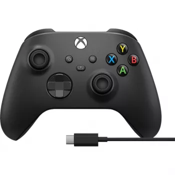 Microsoft Xbox belaidis valdiklis + USB-C laidas juodas žaidimų pultas analoginis / skaitmeninis PC, Xbox One, Xbox One S, Xbox One X, Xbox Series S, Xbox Series X