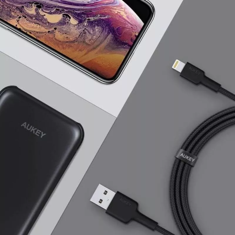 „Lightning“ laidas AUKEY CB-AL05 1 m, juodas
