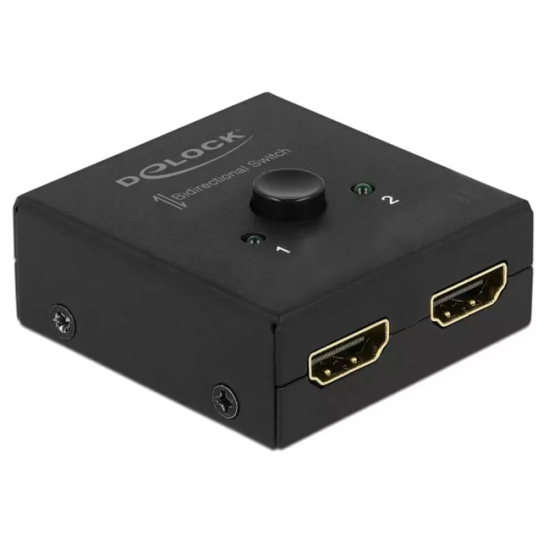 DeLock HDMI 2 į 1 dvikryptis kompaktiškas 4K 60 Hz jungiklis - Mažmeninė dėžutė - Vaizdo/garso jungiklis - 2 x HDMI - Staliniam naudojimui (64072)