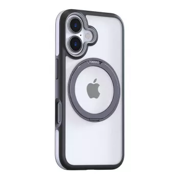 Apsauginis telefono dėklas Torras Ostand R Fusion, skirtas iPhone 16 – juodas, plonas, atsparus smūgiams