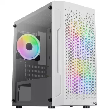 ATX AEROCOOL TRINITY MINI FRGB MICRO MINI TOWER KORPUSAS SU STIKLO PANELE (BALTAS)